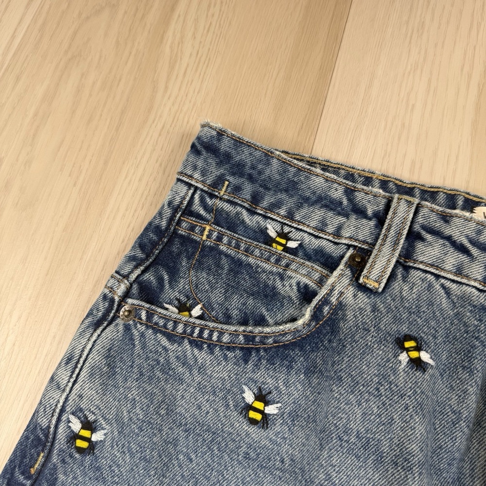 We The Free Jeans Ankle Bees Deep Trance Embroidered Dropped Boyfriend Button 29 - Picture 6 of 15
